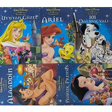Doğan Egmont Yayıncılık Walt Disney Klasikleri Pamuk Prenses-Alaaddin-Uyuyan GÜZEL-101 Dalmaçyalı-Ariel  (5 Kitap Set, Renkli-Resimli)
