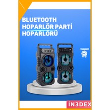 İn3dex Bluetooth Hoparlör LED Işıklı Fm Radyo Mikrofon Girişli Taşınabilir