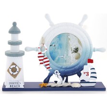 EkoAlışverişDünyam Ahşap Marin Deniz Feneri Dümenli Çerceve Model 1