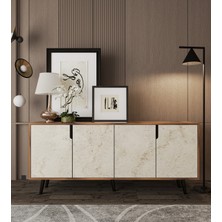 VM VERTEX MOBİLYA Latina Modern Konsol 180CM Ceviz-Traverten