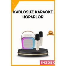 İn3dex Renkli LED Işıklı Bluetooth Karaoke Hoparlör Type-C Şarjlı