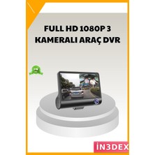 İn3dex 3'lü Araç Dvr Kamerası 170° Geniş Açı Full Hd Park Destekli