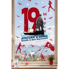 Msticker 19 Mayıs Atatürk’ü Anma Gençlik ve Spor Bayramı Çift Taraflı Cam Sticker Set – 100% Görünüm,90 Parça