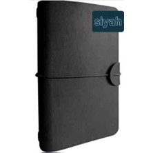 Gıpta Trio A6 3 Bölümlü Deri Kapak Defter 144 Yaprak Çizgili + Kareli + Noktalı / Kutulu - Siyah