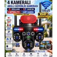 MPIA GORO 4 LENS WiFi 3 PTZ (3 Kamera Motorlu +1 Kamera Sabit) IP66 Gece Görüş Akıllı Güvenlik Kamerası