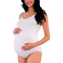 Imer Kadın Beyaz Premıum Modal Hamile Çıtçıtlı Zıbın 9253