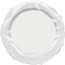Omeyva Davet Parti Sunum Doğum Günü Beyaz Renkli Sert Plastik Mika Tabak - 22 Cm. - 6 Adetlik Paket