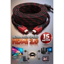 Derwell 15 Metre 15MT HDMI 1.4 Örgülü Kablo Sargılı Hdtv HDMI Kablo 1080P Hdmı Uyumlu Hdmı Dijital Kablo Tv Bilgisayar Yüksek Hızlı Hd Kablo