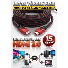 Derwell 15 Metre 15M HDMI Kablosu 1.4b 3D Full Hd 1080P Ara Bağlantı Erkek-Erkek Modern Sargılı Örgülü HDMI Görüntü Kablosu
