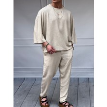 Modefendicom %100 Keten Fakir Kol Oversize Alt-Üst Takım