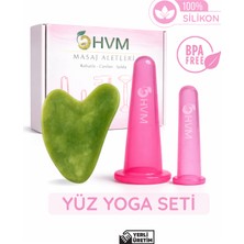 HVM Yüz Masaj Seti̇, Yüz Yoga Seti̇, Si̇li̇kon Masaj Kupasi ve Gua Sha Set
