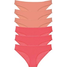 Herşey Trend Herşeytrend 6 Adet Süper Eko Set Likralı Kadın Slip Külot Pudra Fuşya Mudanis