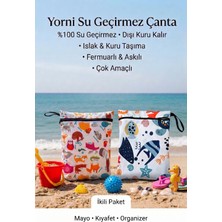 Yorni 2 ADET Ocean ve Zoo Desen 29X36CM Islak Kuru Çanta Sıvı Geçirmez Fermuarlı Askılı Çok Amaçlı Organizer Mayo ve Kirli Çamaşır Çantası, Makinede Yıkanabilir