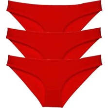 Herşey Trend Herşeytrend 3 Adet Süper Eko Set Likralı Kadın Slip Külot Kırmızı Mudanis