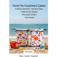 Yorni 2 ADET Jungle ve Zoo Desen 29X36CM Islak Kuru Çanta Sıvı Geçirmez Fermuarlı Askılı Çok Amaçlı Organizer Mayo ve Kirli Çamaşır Çantası, Makinede Yıkanabilir
