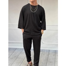 Modefendicom %100 Keten Fakir Kol Oversize Alt-Üst Takım