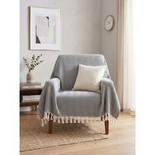 Grape Textile Balık Sırtı Serisi/antrasit/pamuklu/püsküllü/tekli Koltuk Örtüsü
