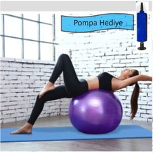 Duffa 65 cm Pilates Topu + Pompa Plates Topu Denge Topu Yoga Spor Egzersiz Top Jimnastik Fitness Topu