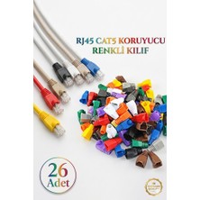 Derwell 26 Adet Papuç RJ45 Cat5 Cat6 Renkli Koruyucu 26X Kılıf Karışık Rengarenk Ethernet Internet Uç Jak Konnektör Kılıfı Network Aksesuarı