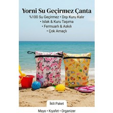 Yorni 2 ADET Mom ve Summer Desen 29X36CM Islak Kuru Çanta Sıvı Geçirmez Fermuarlı Askılı Çok Amaçlı Organizer Mayo ve Kirli Çamaşır Çantası, Makinede Yıkanabilir