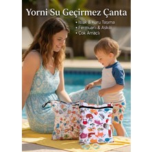 Yorni 2 ADET Family ve Zoo Desen 29X36CM Islak Kuru Çanta Sıvı Geçirmez Fermuarlı Askılı Çok Amaçlı Organizer Mayo ve Kirli Çamaşır Çantası, Makinede Yıkanabilir