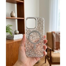 KumOziShop iPhone 16 Uyumlu Şeffaf Magsafe Özellikli Simli Metal Tuşlu Darbeye Dayanıklı Premium Kılıf