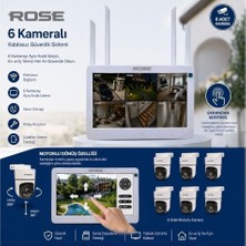 Rose 6 Ptz Kameralı 10.1'' LCD Ekranlı Sesli Kablosuz Wifi Kamera Seti
