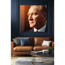 Şehzat Kare Tekli Kanvas Duvar Tablosu Modern Salon Mutfak Yatak Odası Ofis Mustafa Kemal Atatürk Portre