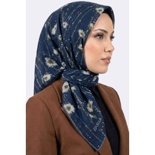 Hadiora Kadın Mavi Çiçek Desenli Organik Pamuk Soft Eşarp