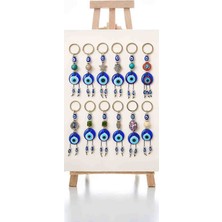 Wolawood Özel Seri 12'li Karma Set Nazar Boncuğu Anahtarlık Paketi - El Işçiliği Doğal Taşlı & Metal Detaylı Hediye Seti - Düğün, Nişan, Kına, Ev, Araba, Çanta Aksesuarı Şans ve Koruma Tılsımı