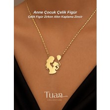 Tuan Collection Anne Çocuk Kolye Gold Çelik Zirkon Altın Kaplama Kolye Anneler Günü