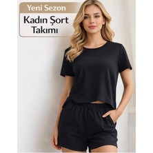 Moda Kadın Yazlık Şort Takımı , Kısa Kollu Tişört ve Şort Rahat Günlük Kombin