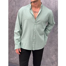 Modefendicom Krinkıl Kumaş Oversize Kesim Keten Gömlek