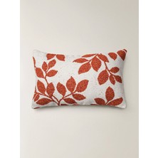 Minihol Lune Dikdörtgen Kiremit Çiçek Desenli Kırlent Kılıfı (35 x 55 Cm)