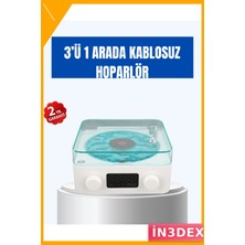 İn3dex Gece Lambalı Bluetooth Hoparlör Dijital Saat ve Pil Göstergeli Retro Tasarım