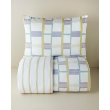 English Home Pop Grid Kolay Ütülenir Tek Kişilik Nevresim Seti 160x220 cm Lila-Yeşil