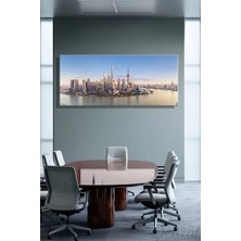 Şehzat Panoramik Tablo Tekli Kanvas Duvar Modern Salon Mutfak Yatak Odası Ofis Şanghay Gökdelen Finans
