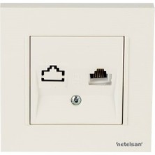 Netelsan Byobu Beyaz Data PRIZI(RJ45 )Cat6 Mekanizma 12 Adet Çerçeveli