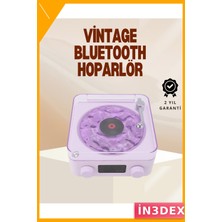 İn3dex Kablosuz Bluetooth Hoparlör Retro Pikap Projektör Gece Lambası
