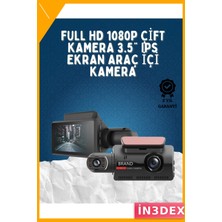 İn3dex Çift Kameralı Araç Kamerası 1080P Gece Görüşlü Dashcam 3inç IPS