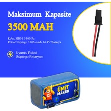Ümit Maker Robx HB01 3300 Pa Robot Süpürge 3500 Mah 14.4V Batarya – Orjinal Uyumlu Uzun Ömürlü, Yüksek Performans Pil