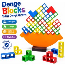 Antiola Denge Blocks Tetris Denge Oyunu 2-4 Kişilik Eğlenceli, Eğitici, Büyük Boy Denge Oyun Seti, 32 Parça
