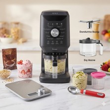 Karaca 10 In 1 Dondurma Makinesi Matte Black Sorbe, Gelato ve Milkshake Yapıcı+Dondurma Kaşığı ve Mutfak Tartılı Set