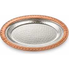 Copper Empire El Dövmesi Oval Bakır Sunum Tabağı 12X17 cm Mini Çerezlik Kahvaltılık Lokumluk Bal Reçel Tereyağ Servis Tabağı