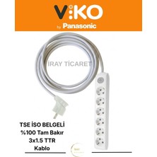 İray Multi-Let | Altılı 7 Metre Anahtarlı Topraklı Yan Fişli Çocuk Korumalı Grup Priz - 6'lı, 7 M, 3x1.5 Ttr (Tam Bakır) Kablolu