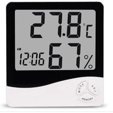 Duffa Dijital Termometre Sıcaklık ve Nem Ölçer Masa Saati Alarm + Pil