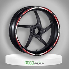 Gogo Premium Kırmızı Beyaz Kawasaki Uyumlu Reflektörlü 1 Set Jant Şeridi