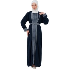Zaytoon Tesettür Abiye Filistin Mirası Nakışlı İki Parçalı İç Elbiseli Kemerli Abaya Set