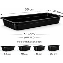 İstanbul Horeca 1/1 Gn Siyah Polikarbon Gastronom Küvet 53X32 cm 6.5 cm Derinlik
