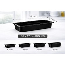 İstanbul Horeca 1/3 Gn Siyah Polikarbon Gastronom Küvet 32X17 cm 15 cm Derinlik